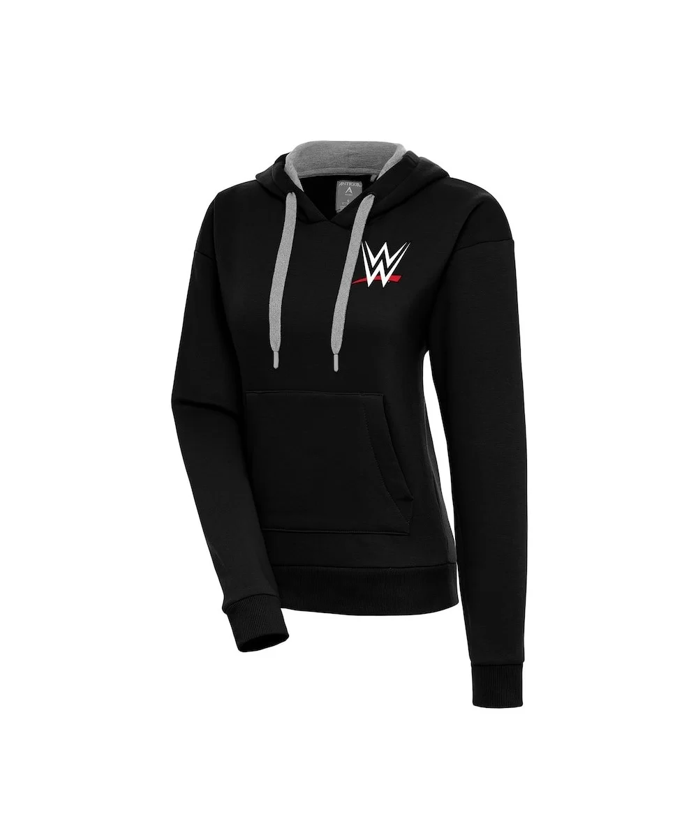 Women's Antigua Black WWE Victory Pullover Hoodie $13.95 Apparel