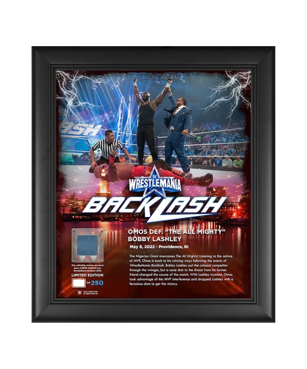 Omos WWE Framed 15" x 17" 2022 WrestleMania Backlash Core Frame with a Piece of Match-Used Canvas - Limited Edition of 250 $2...