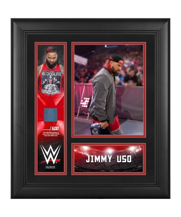 Jimmy Uso Framed 15" x 17" Collage with a Piece of Match-Used Canvas - Limited Edition of 500 $24.64 Collectibles