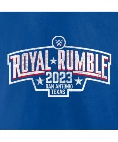 Women's Fanatics Branded Royal Royal Rumble 2023 San Antonio Logo Long Sleeve V-Neck T-Shirt $12.88 T-Shirts