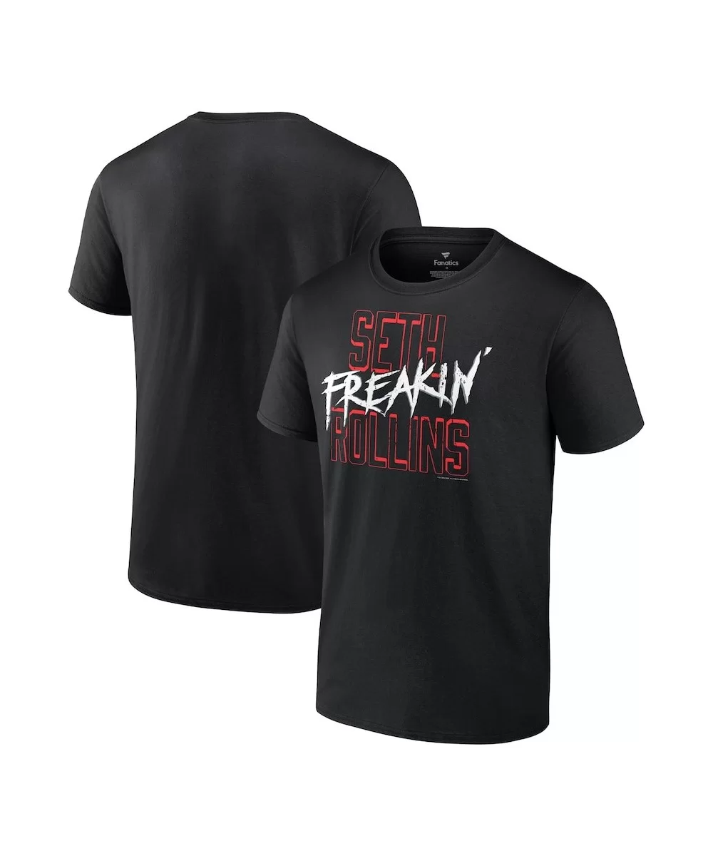 Men's Fanatics Branded Black Seth "Freakin" Rollins Red Text T-Shirt $7.20 T-Shirts