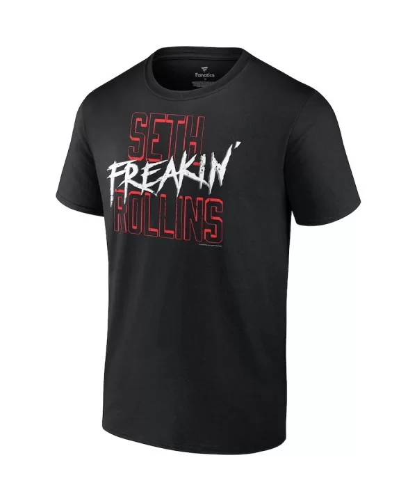 Men's Fanatics Branded Black Seth "Freakin" Rollins Red Text T-Shirt $7.20 T-Shirts