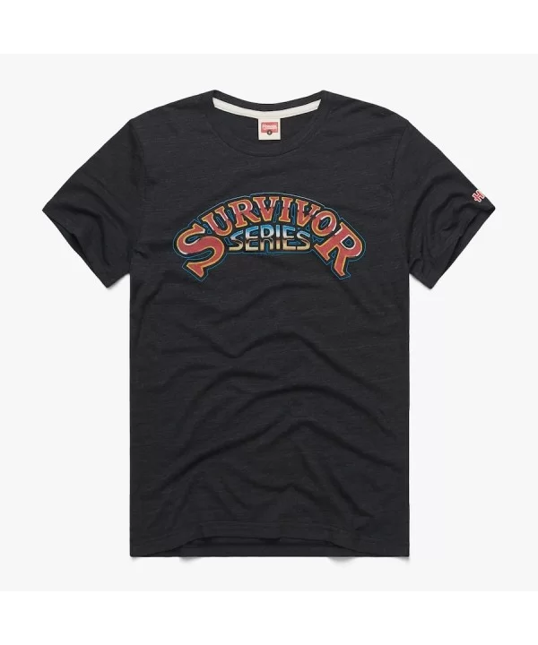 Men's Homage Heather Black Survivor Series Retro Event Logo T-Shirt $10.36 T-Shirts