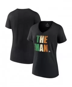 Women's Fanatics Branded Black Becky Lynch St. Patrick's Day The Man V-Neck T-Shirt $10.56 T-Shirts