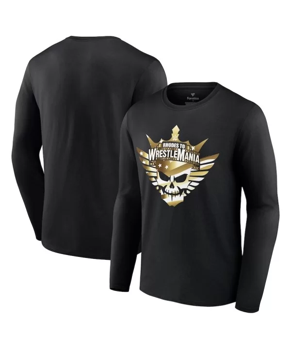 Men's Fanatics Branded Black Cody Rhodes Rhodes to WrestleMania Long Sleeve T-Shirt $11.20 T-Shirts