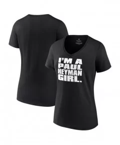 Women's Fanatics Branded Black Paul Heyman I'm A Paul Heyman Girl V-Neck T-Shirt $10.08 T-Shirts