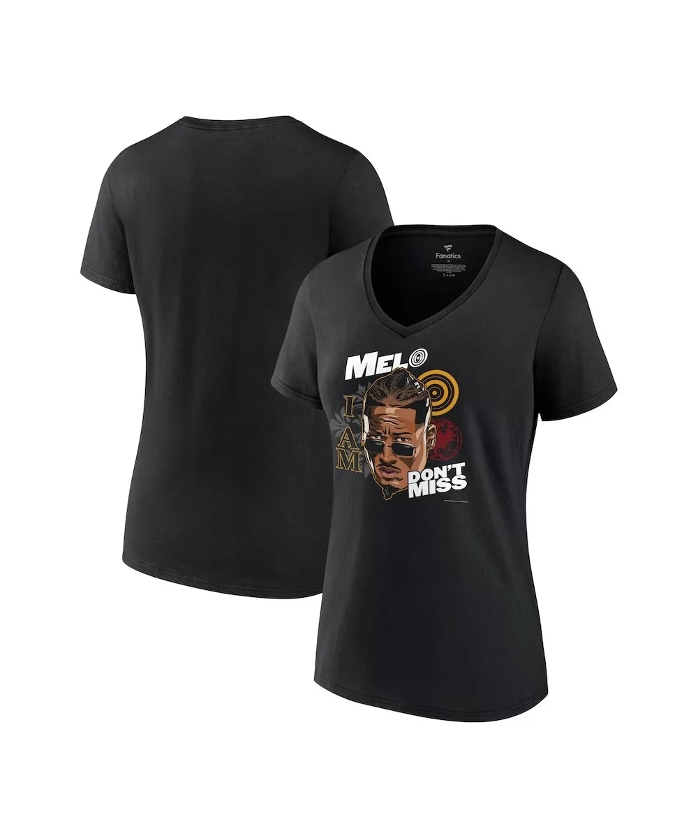 Women's Fanatics Branded Black Carmelo Hayes I Am Melo Don't Miss V-Neck T-Shirt $11.04 T-Shirts