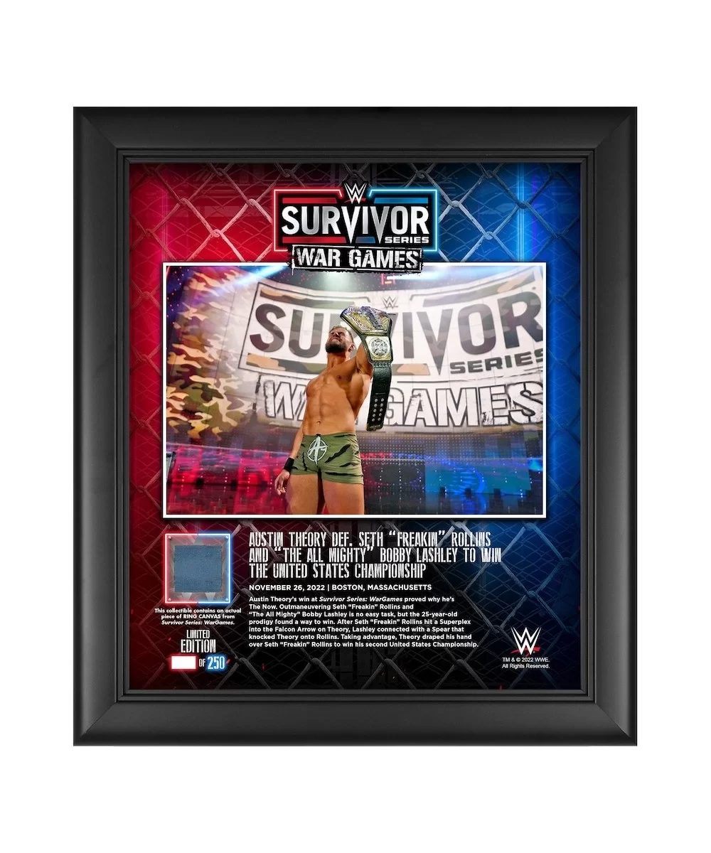 Austin Theory Framed 15" x 17" 2022 Survivor Series War Games Collage with a Piece of Match-Used Canvas - Limited Edition of ...