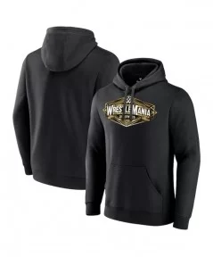 Men's Black WrestleMania Hollywood Logo Pullover Hoodie $12.40 Apparel