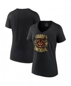 Women's Fanatics Branded Black Legado Del Fantasma Logo V-Neck T-Shirt $7.20 T-Shirts