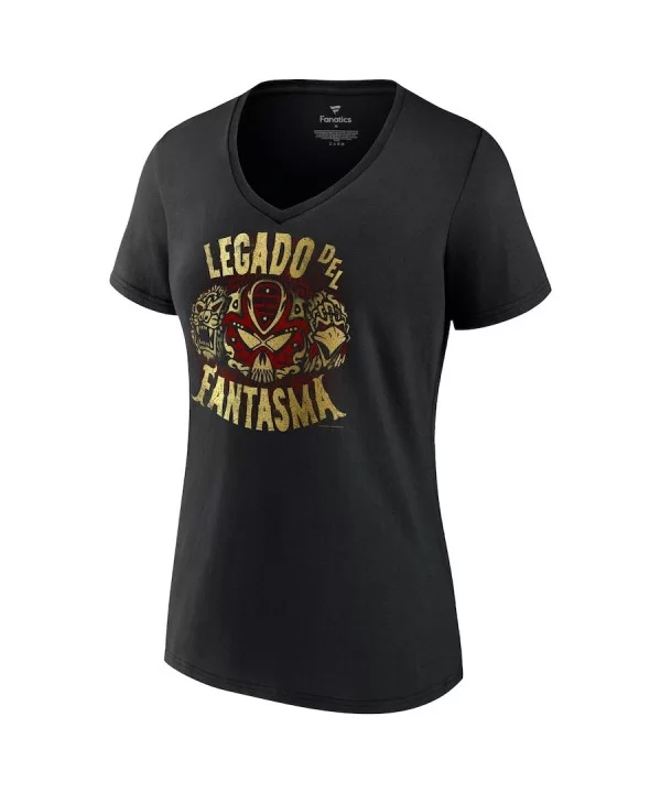 Women's Fanatics Branded Black Legado Del Fantasma Logo V-Neck T-Shirt $7.20 T-Shirts