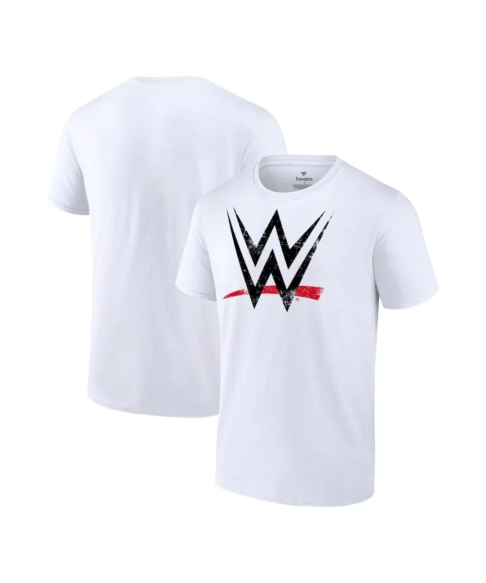 Men's Fanatics Branded White WWE Distressed Logo T-Shirt $11.52 T-Shirts