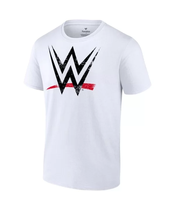 Men's Fanatics Branded White WWE Distressed Logo T-Shirt $11.52 T-Shirts