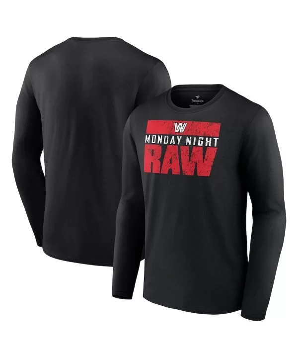 Men's Black RAW Old School Logo Long Sleeve T-Shirt $13.44 T-Shirts