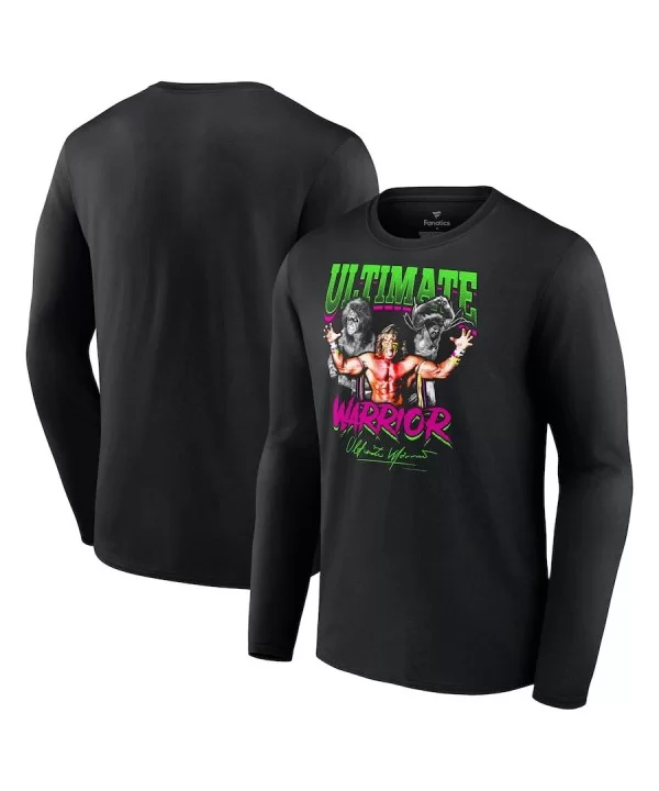 Men's Fanatics Branded Black The Ultimate Warrior Feel The Power Long Sleeve T-Shirt $13.44 T-Shirts