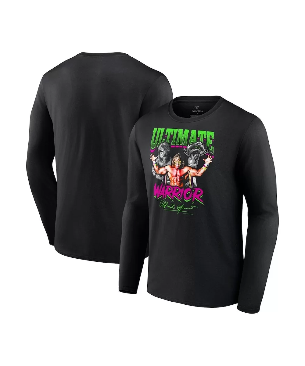 Men's Fanatics Branded Black The Ultimate Warrior Feel The Power Long Sleeve T-Shirt $13.44 T-Shirts